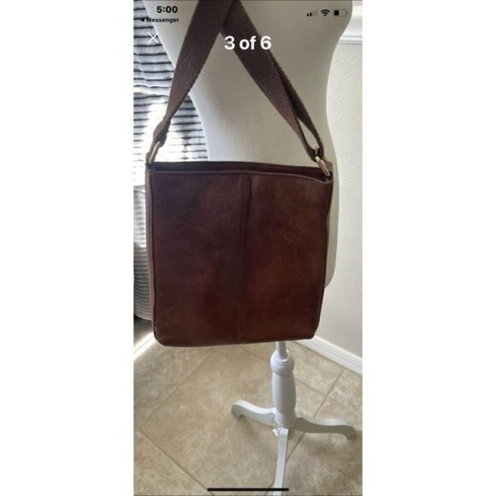 ESTALON LADIES BROWN LEATHER CROSSBODY BAG WITH ADJUSTABLE STRAP ‎ EUC   A-202 - Picture 3 of 8